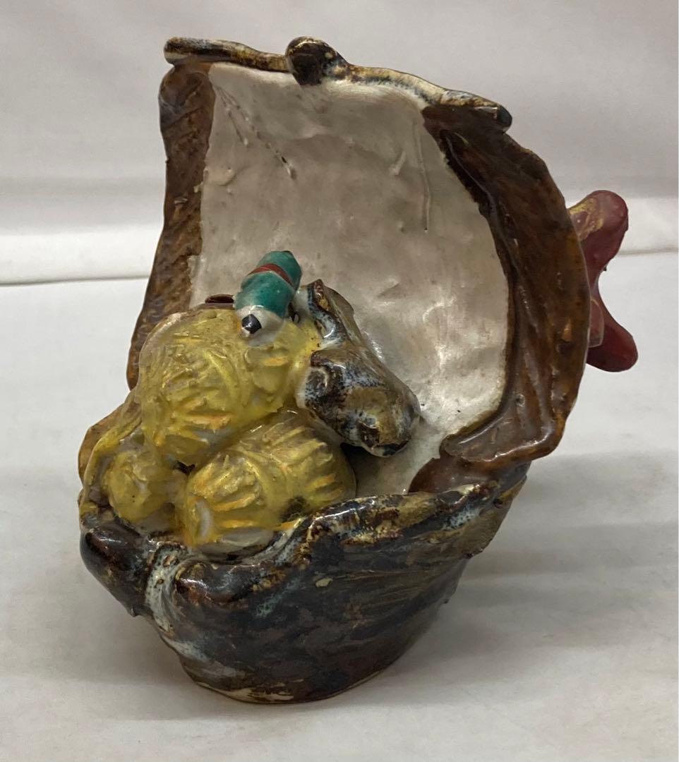 B192s  「宝船  置物」浅見安兵衛作　共箱　京焼　床飾