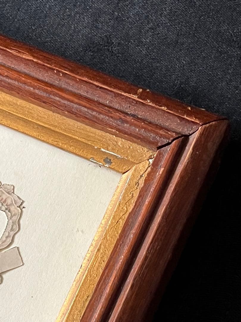 アンティークヴィクトリアンガラスフレーム壁掛け額装飾ペーパードール紙もの