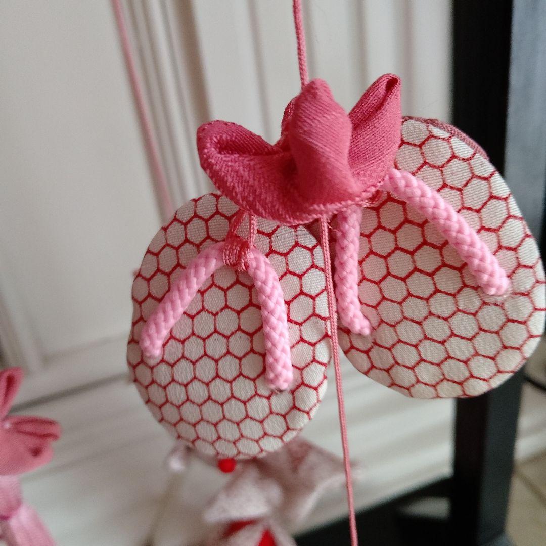 吊るし飾り　雛人形　ちりめん細工 吊るし雛　 ハンドメイド　2個掛台付