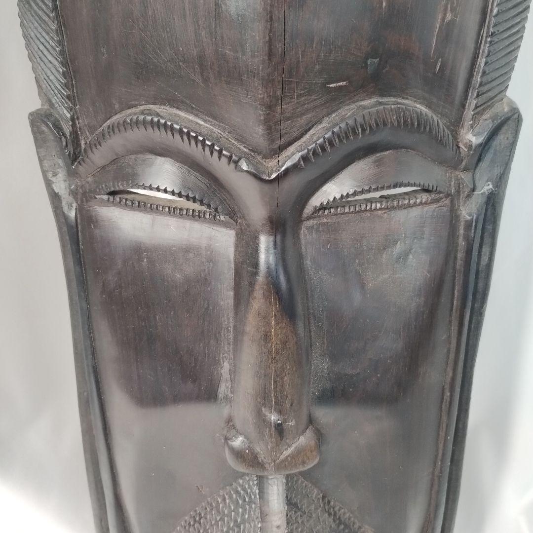 c(亀裂あり)タンザニア 木製 彫刻 木彫り 面　特大