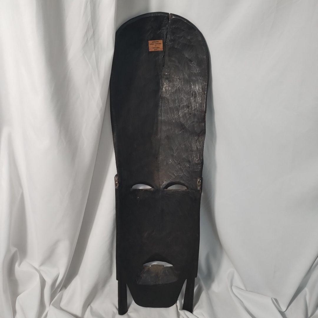 c(亀裂あり)タンザニア 木製 彫刻 木彫り 面　特大