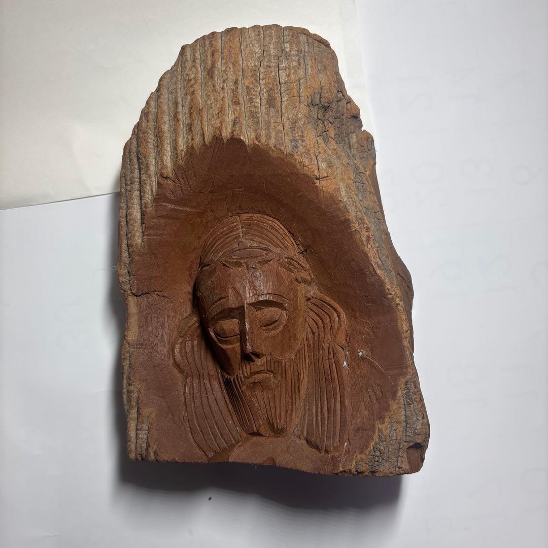 キリスト木像　ブラジル　流木て製作された木像彫刻