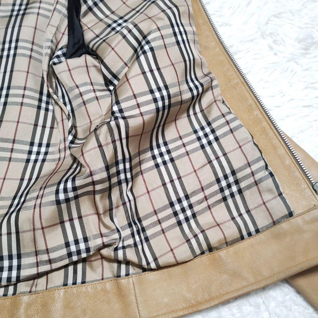 バーバリーブラックレーベル レザージャケット ラムレザーノバチェック