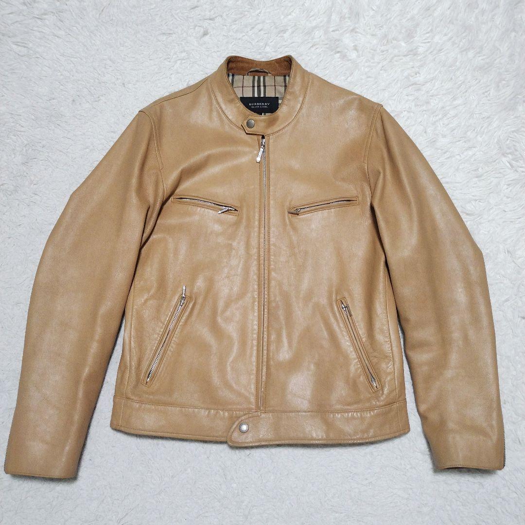 バーバリーブラックレーベル レザージャケット ラムレザーノバチェック