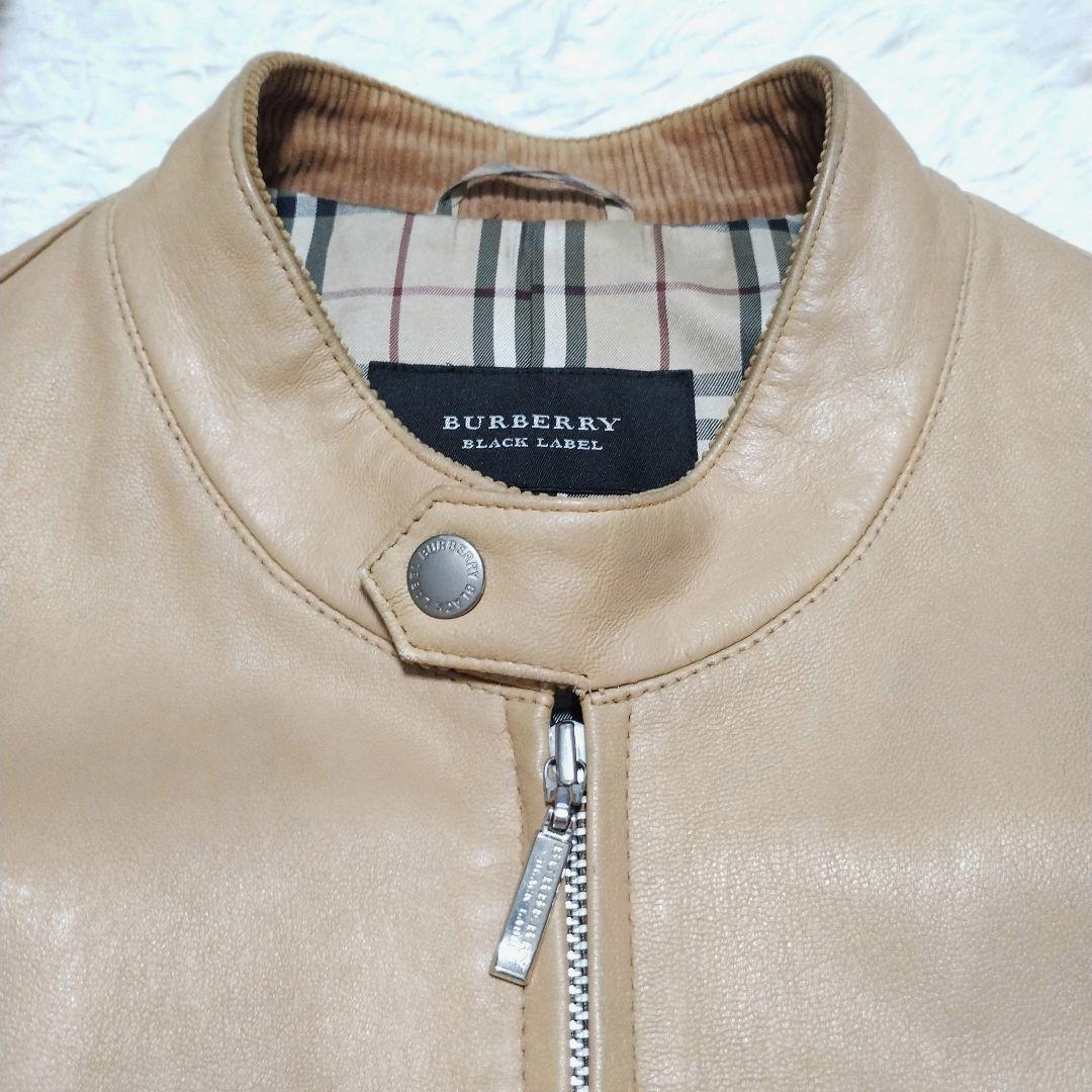 バーバリーブラックレーベル レザージャケット ラムレザーノバチェック