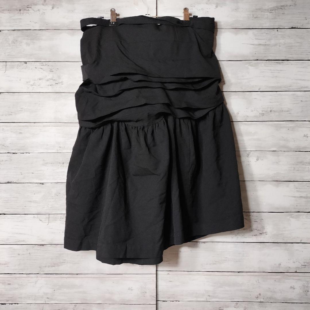 コムコム コムデギャルソン ポリエステル縮絨 巻きスカート ひざ丈 フリル