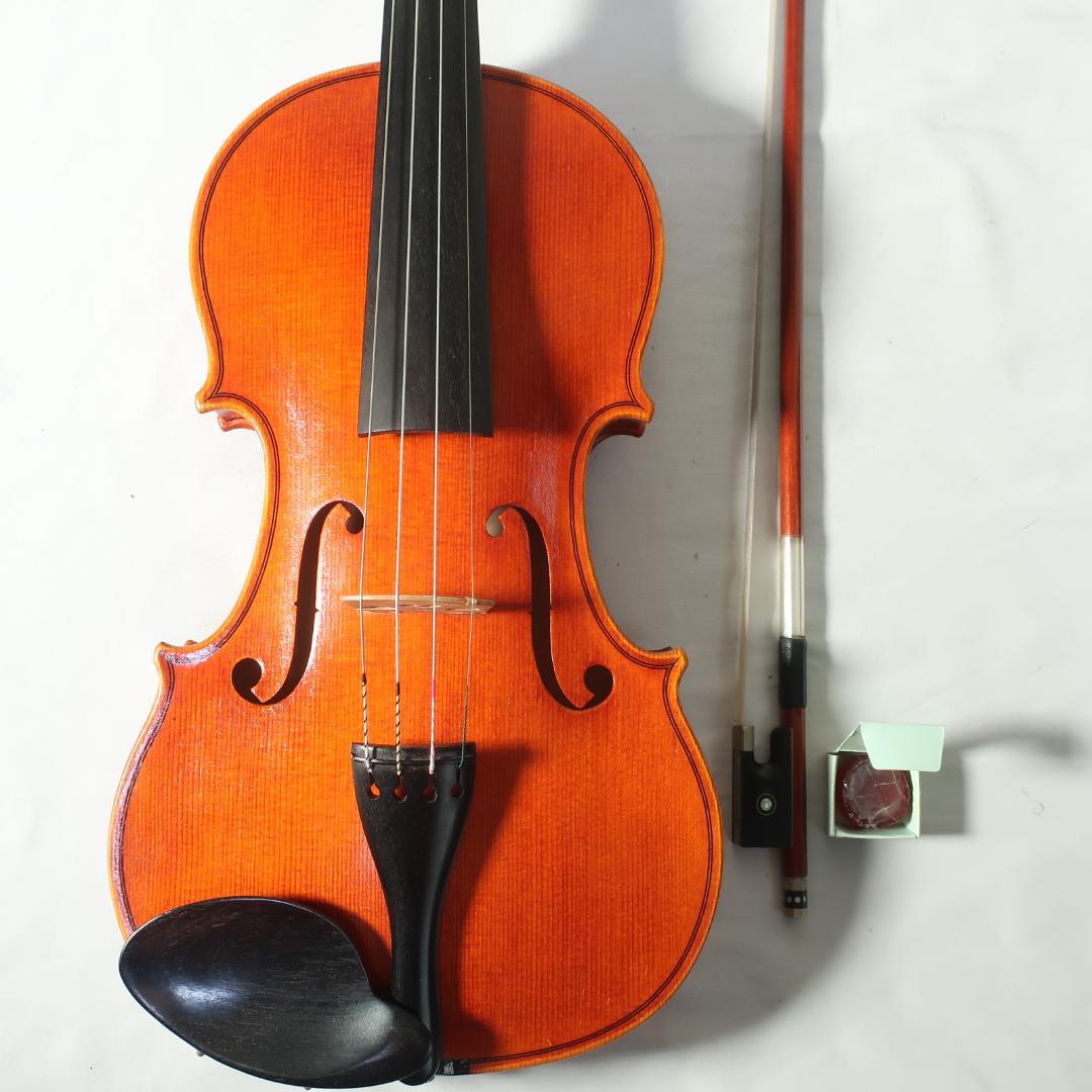 美品 虎杢 4/4 バイオリン 弓 ハードケース付き 弦交換済