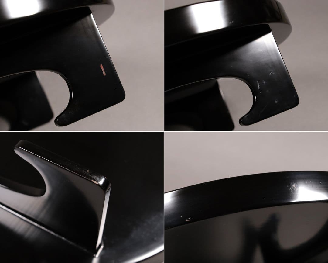 M851/ 木製漆器 草花絵変蒔絵 足付円形膳 五客 根来 黒塗 / 丸輪島加賀