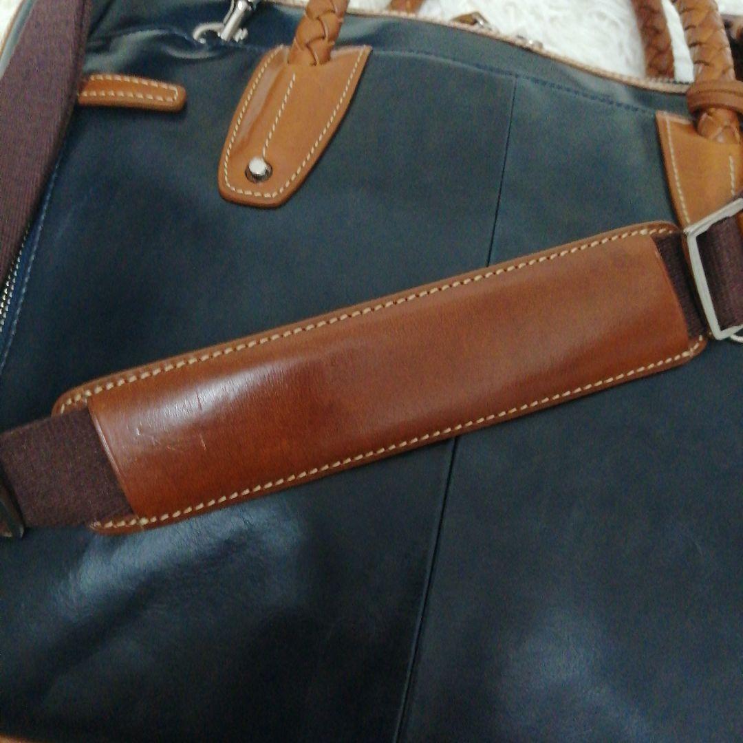 キーファーノイレザー ビジネスバッグ ネイビー ブラウン