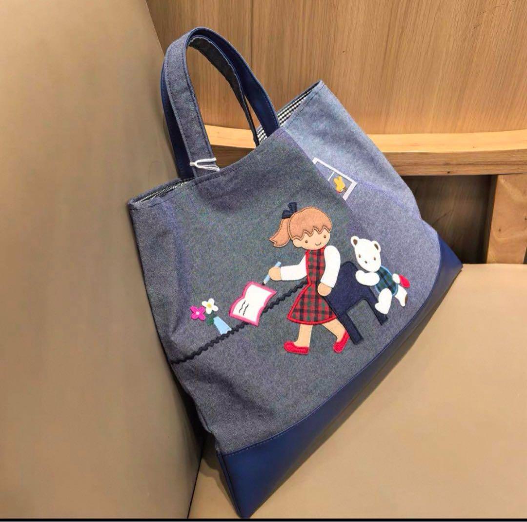 【*。·・新品未使用】ファミリア デニムバッグ　ネイビー