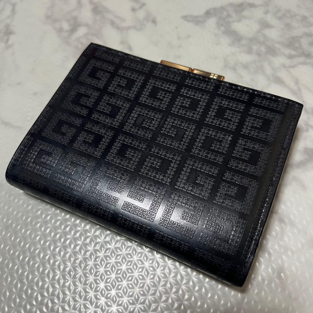 レア品　ジバンシー GIVENCHY ヴィンテージ　折り財布　総柄　ガマ口　黒