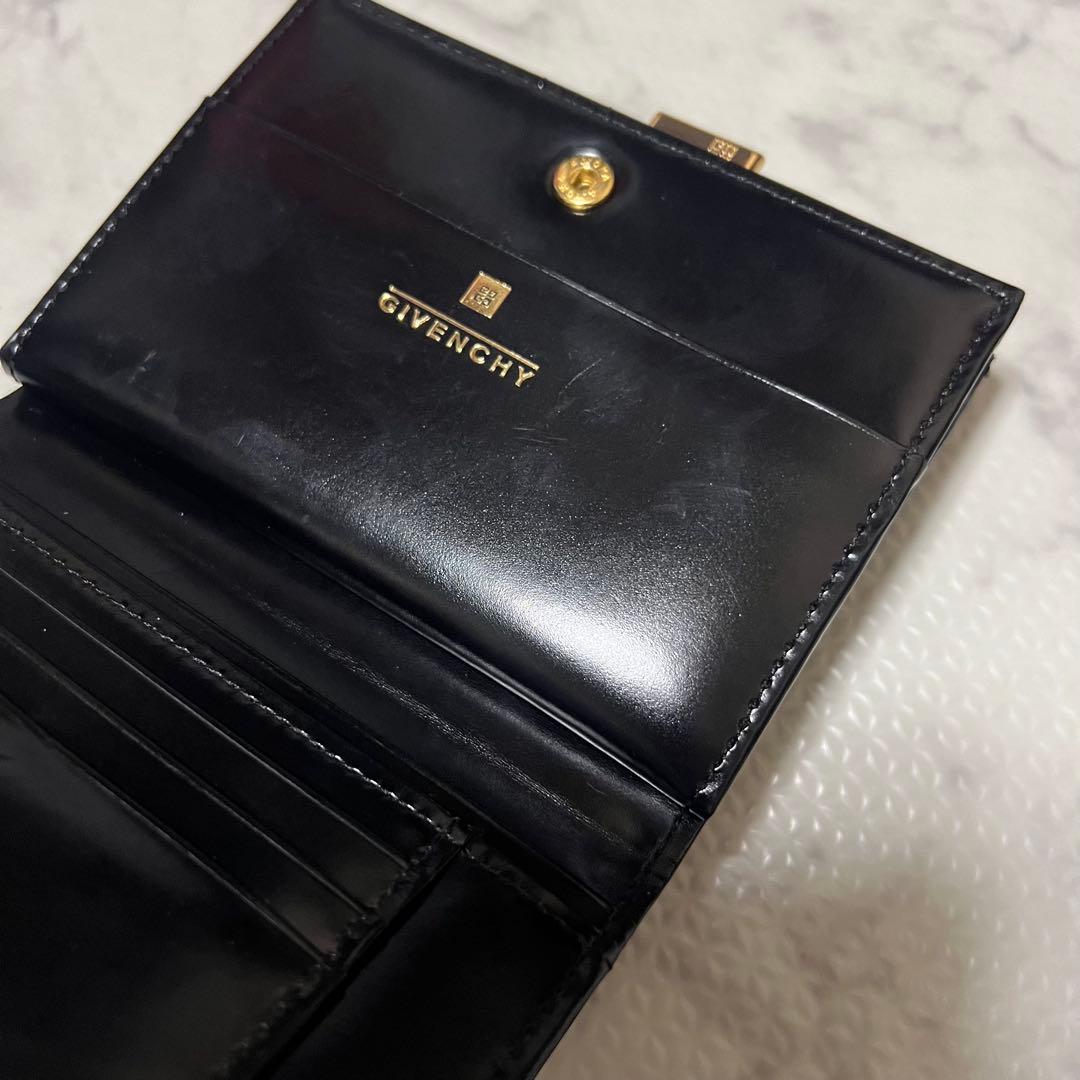 レア品　ジバンシー GIVENCHY ヴィンテージ　折り財布　総柄　ガマ口　黒
