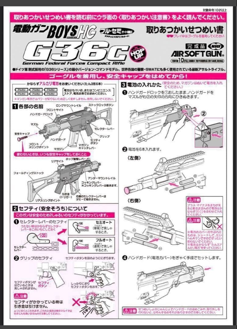 美品　東京マルイ カスタム品　H&K G36C ボーイズ　電動　金属ピニオンギア