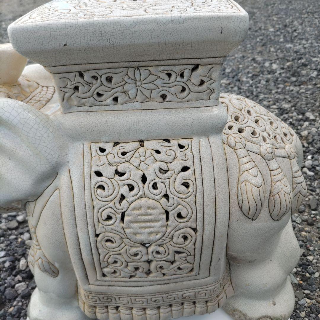 陶器製　象　花台　置物　インテリア アンティーク アジアン　オブジェ