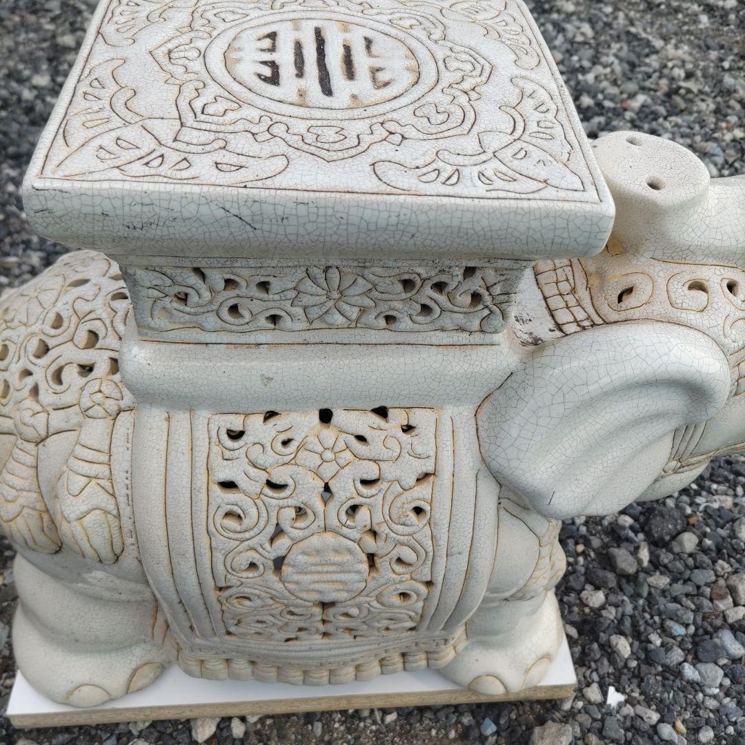 陶器製　象　花台　置物　インテリア アンティーク アジアン　オブジェ