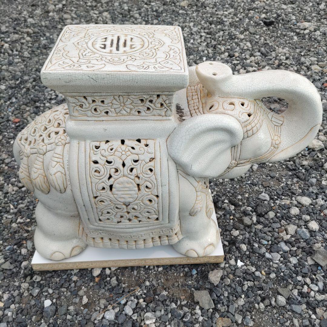陶器製　象　花台　置物　インテリア アンティーク アジアン　オブジェ