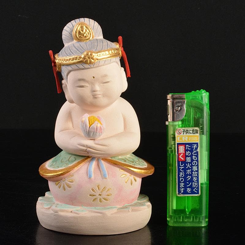 博多人形　人形師　二代　戸畑茂四郎作　「香る観音」　立札付　M　R7156