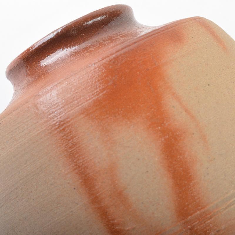 備前焼　木村陶峰作　火欅　肩衝茶入　仕覆付　共箱　V　R6896