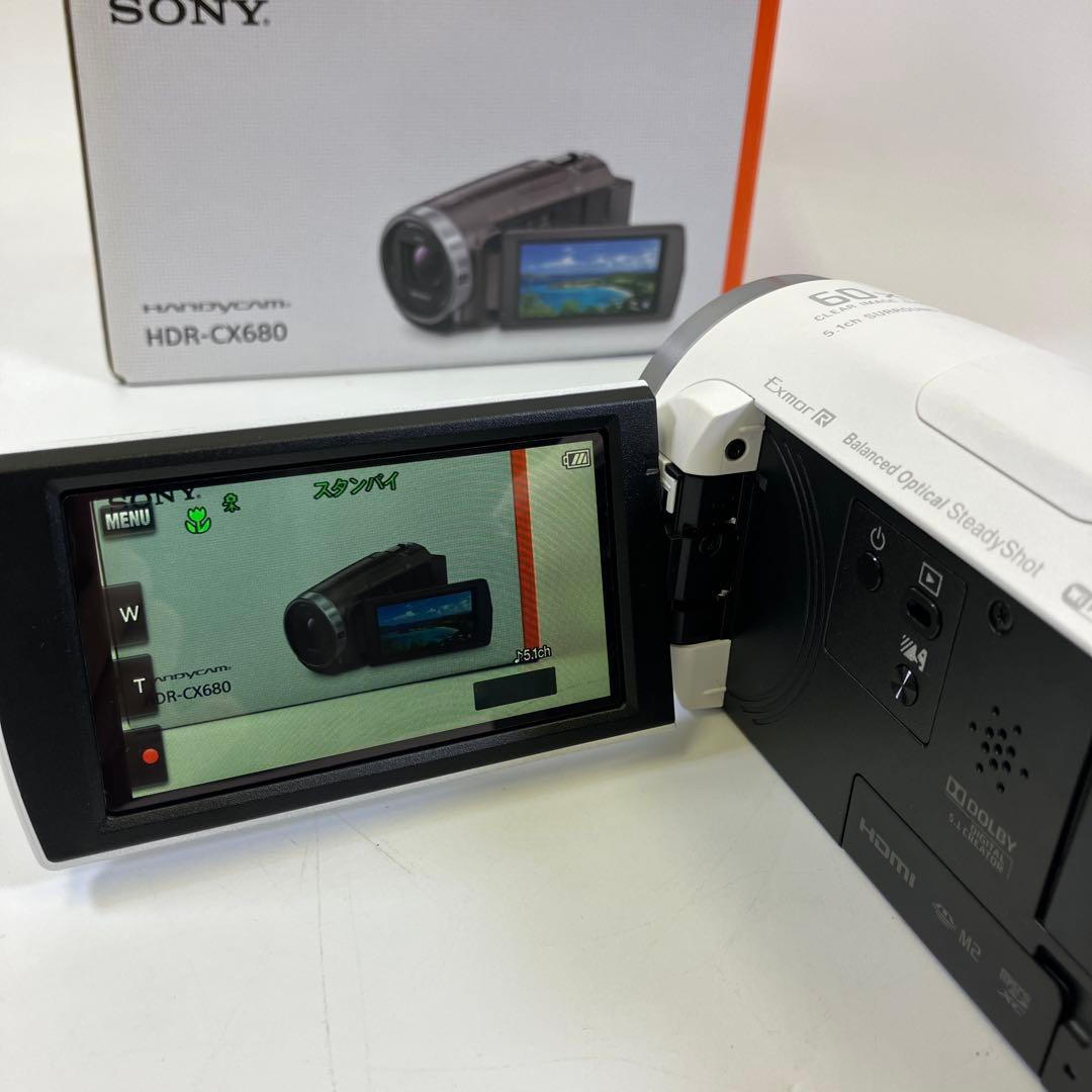 【中古】SONY HDR-CX680 ホワイト 本体 バッテリー2個付き