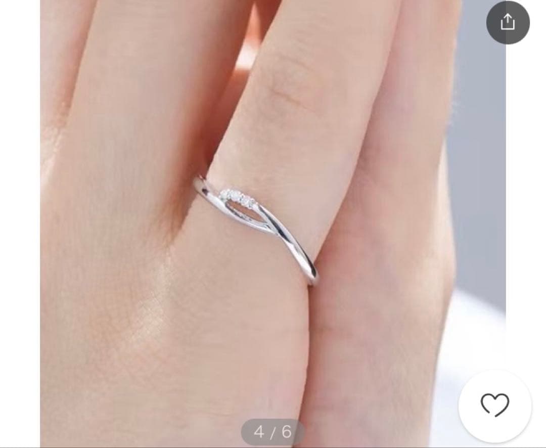 カナル4℃ K10 ホワイトゴールド ピンキーリング 5号 ダイヤモンド