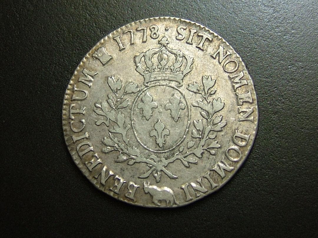 仏；ルイ16世、エキュ、大型銀貨、1778年、牛、Rare