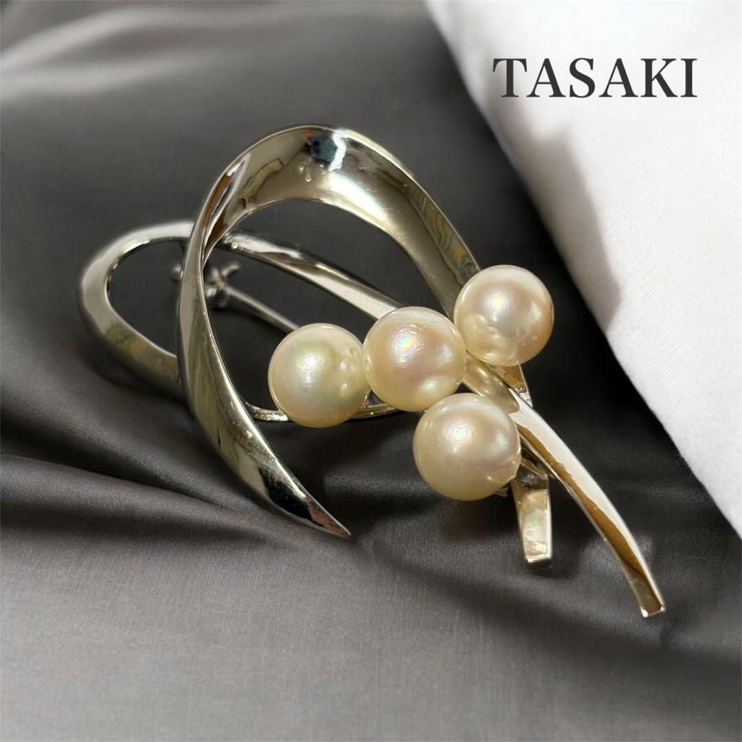 【極美品】タサキ　パール　ブローチ　シルバー　コサージュ　4粒