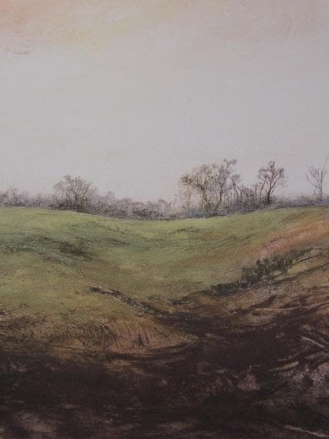 小松謙一、【あさの丘に】、希少な額装用画集より、新品額装付、状態良好