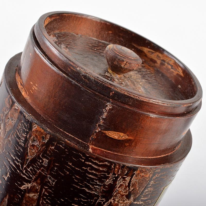 伝統工芸　樺細工　吉田忠作　桜皮抹茶入　共箱　V　R5560