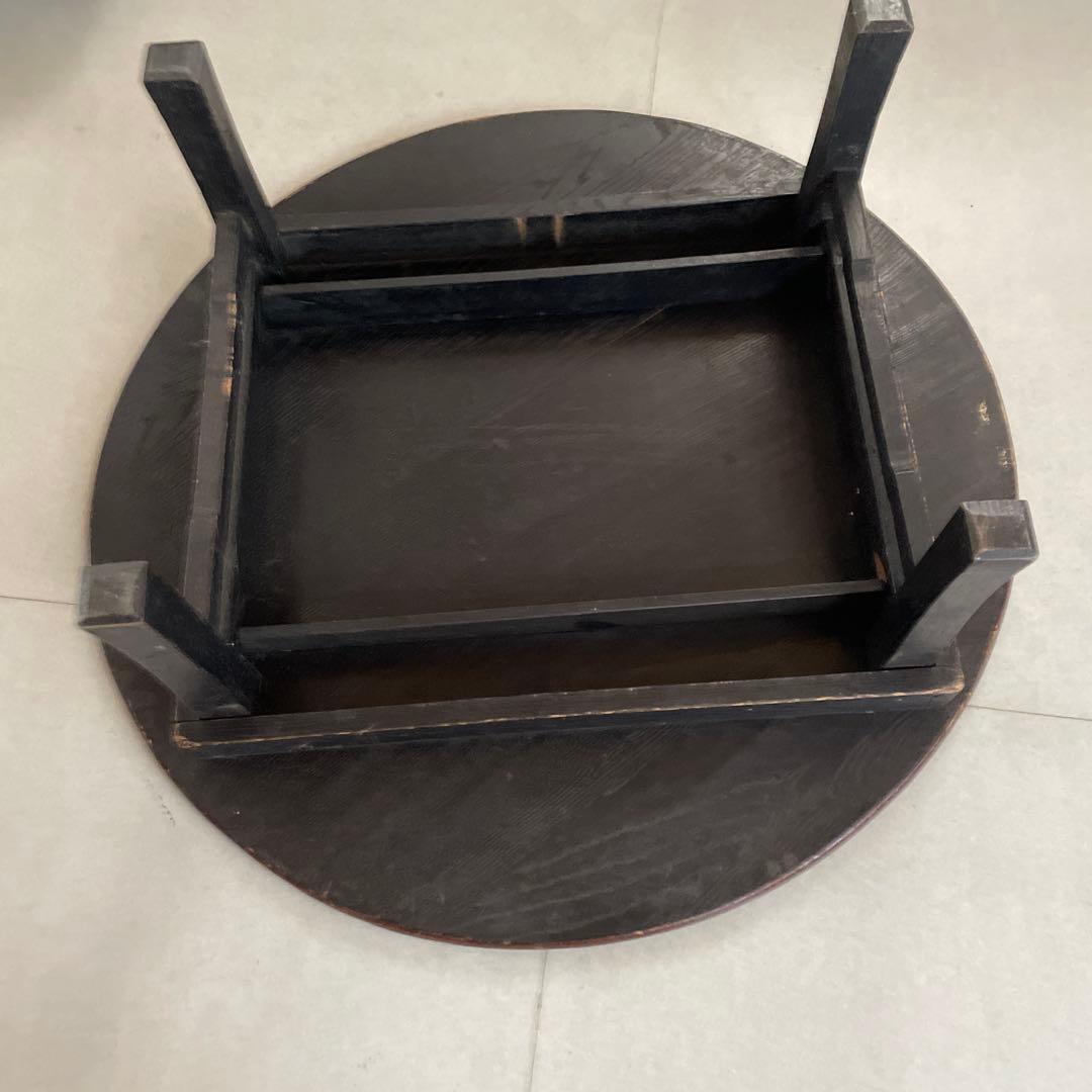 木製円形座卓 ダークブラウン 4本脚