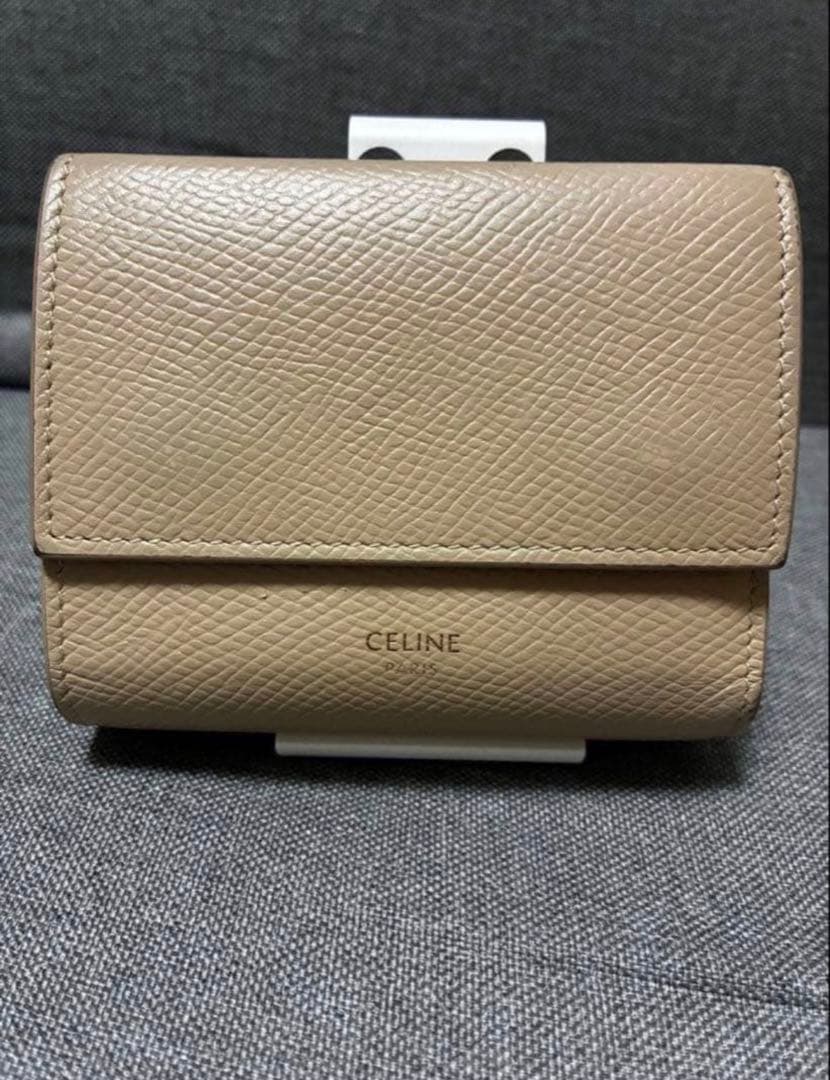 セリーヌCELINEスモール トリフォールド ウォレット ベージュ 美品