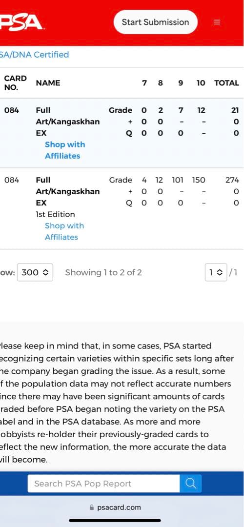 世界12枚　ガルーラEX SR PSA10 アンリミ　ワイルドブレイズ