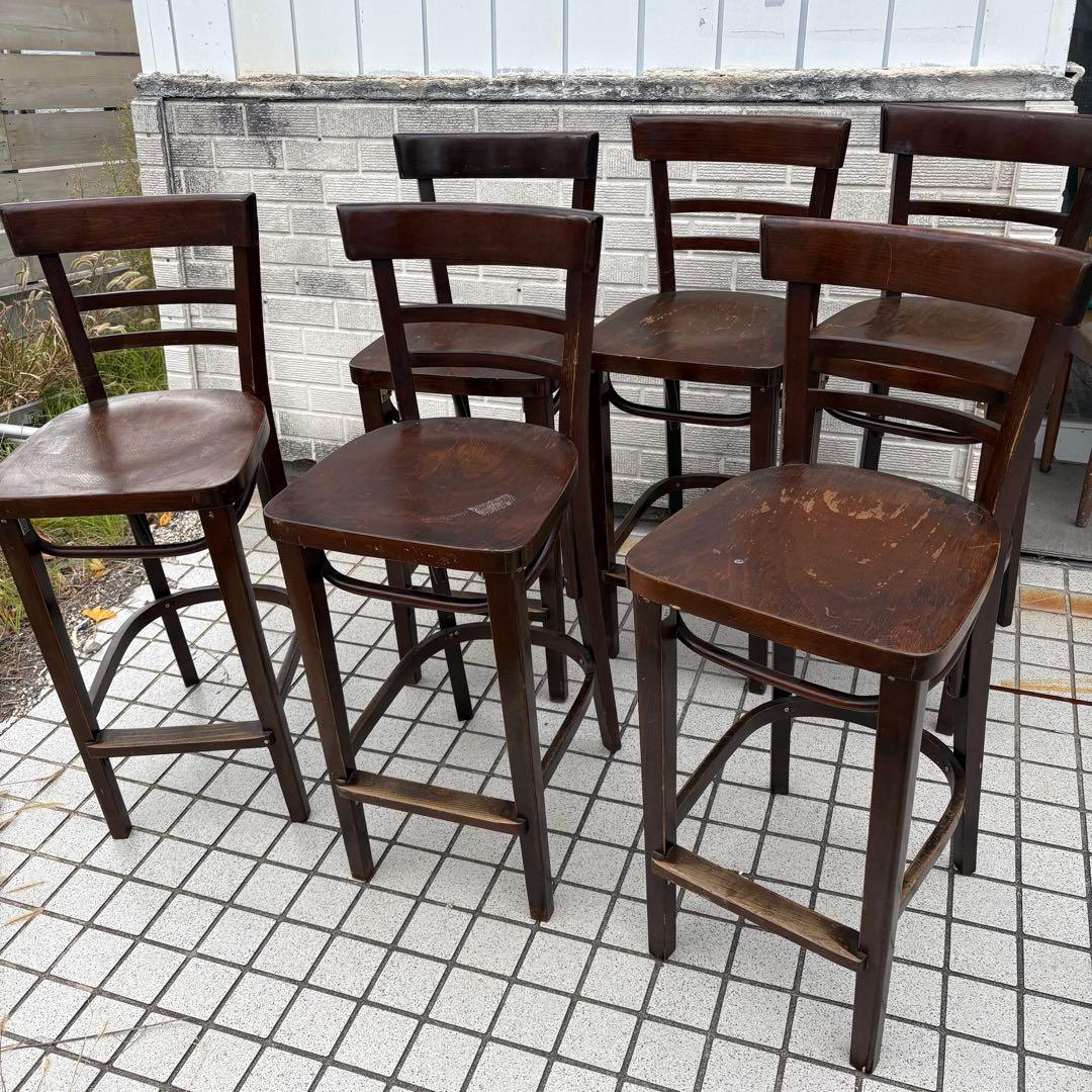 ② 北欧レトロ 木製椅子 ベントウッドハイスツール バーチェア ビンテージ