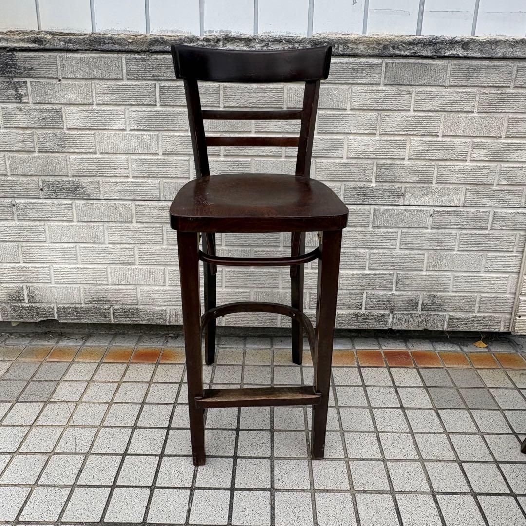 ② 北欧レトロ 木製椅子 ベントウッドハイスツール バーチェア ビンテージ