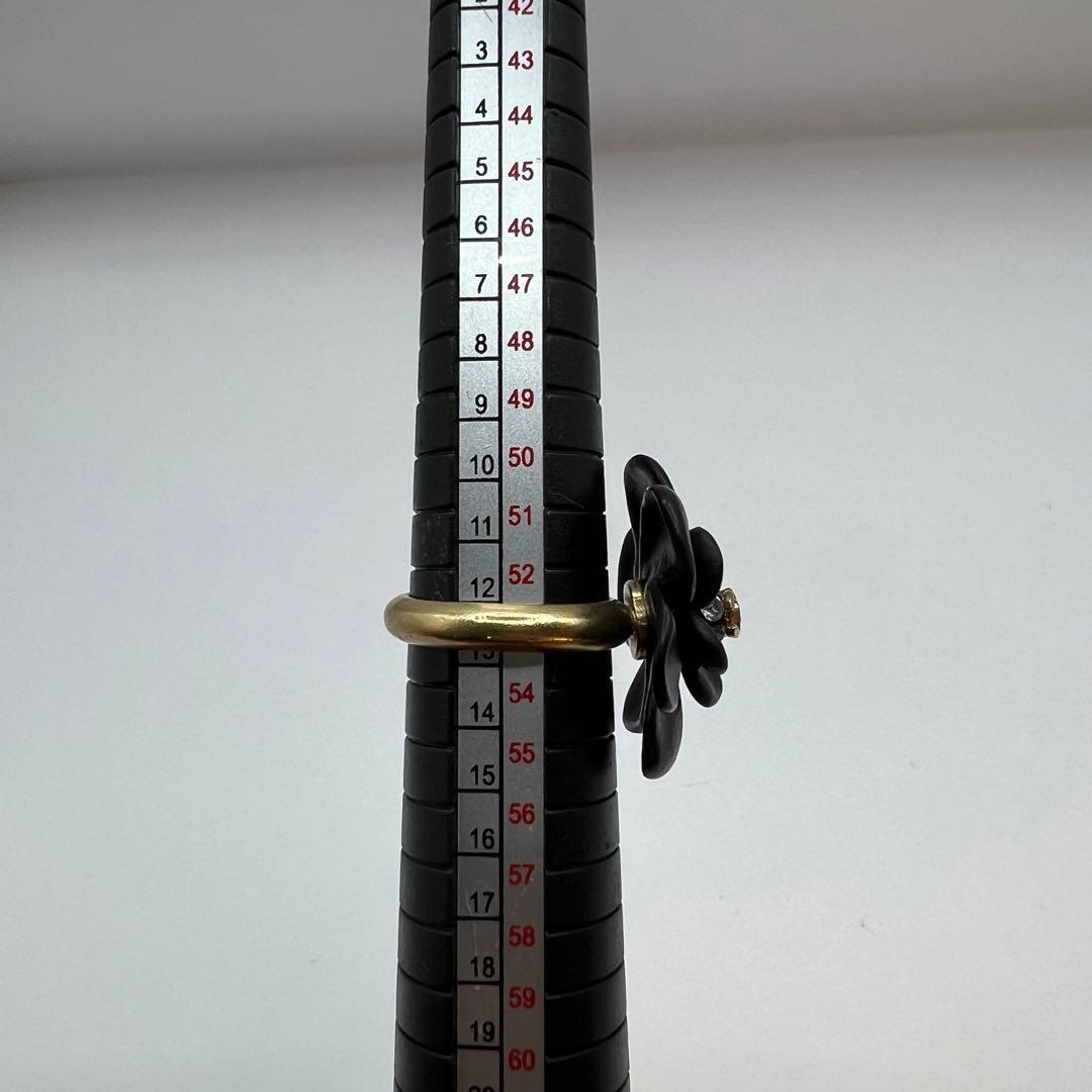 【極美品】シャネル リング 13号 ココマーク カメリア ラインストーン 02A