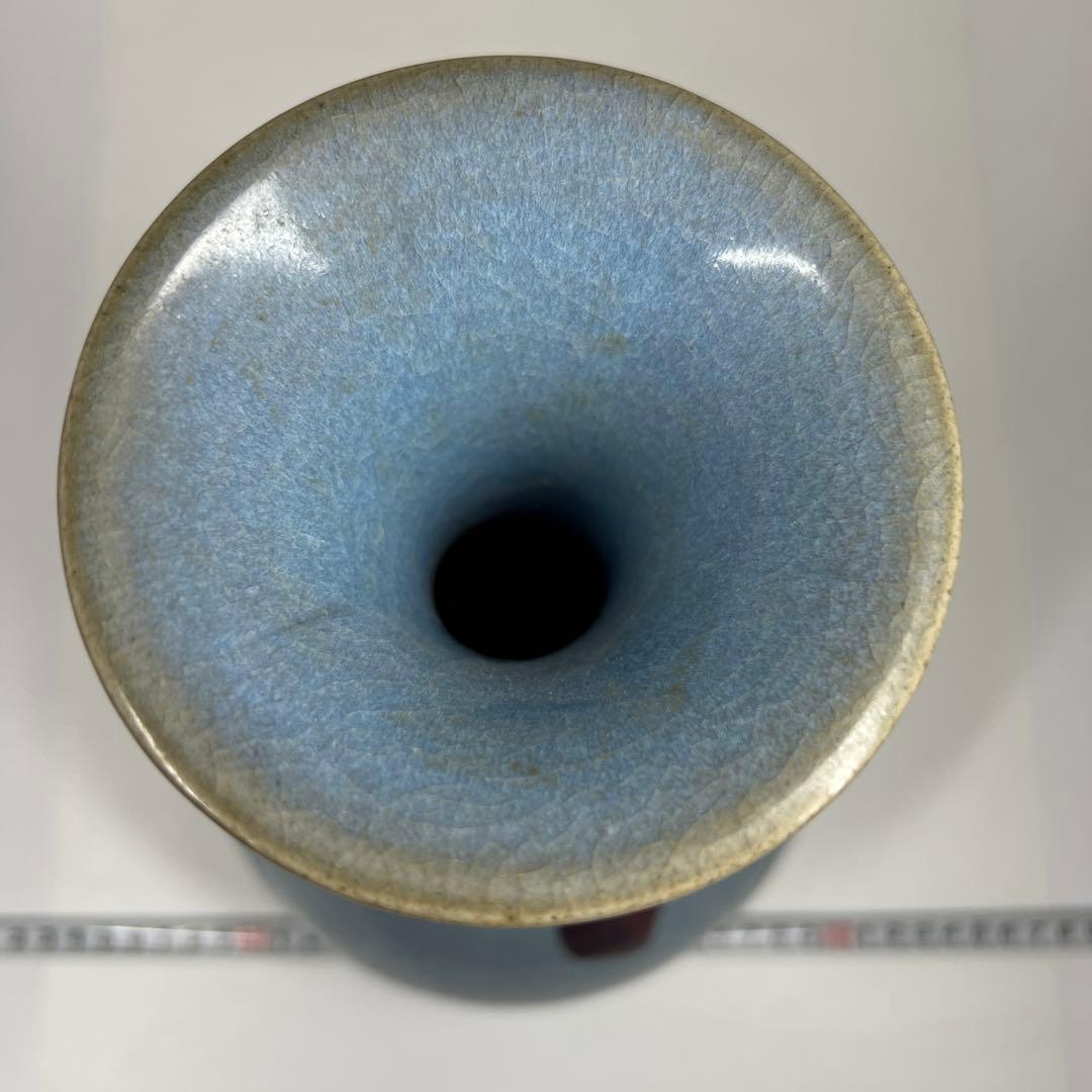 中国美術　辰砂花瓶　高さ31㎝　東Y7-0514③タコチ