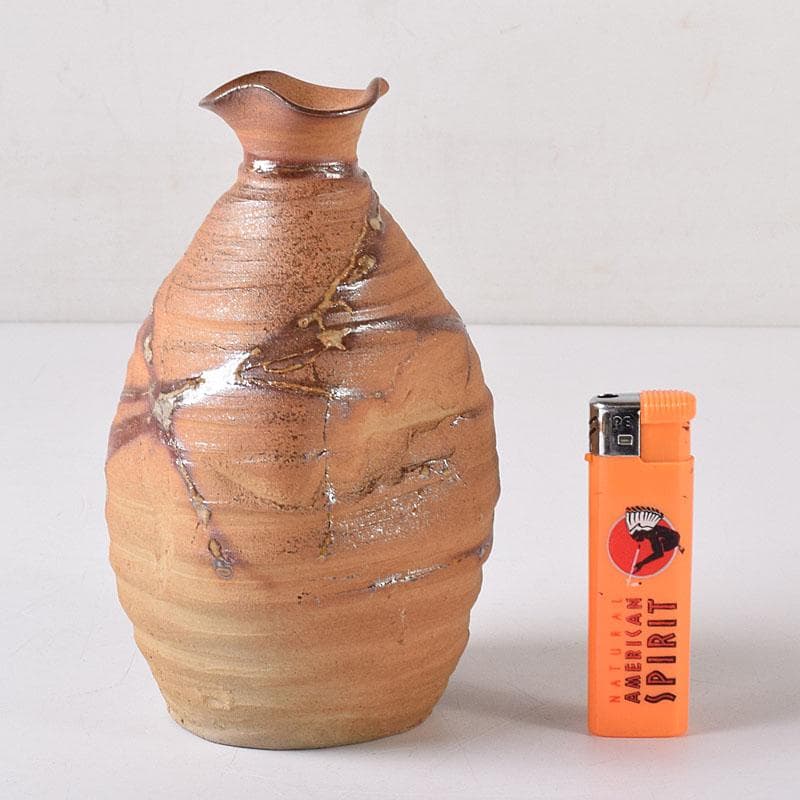 備前焼　花口徳利　在印　円能斎好み　極め時代箱　N　R8320