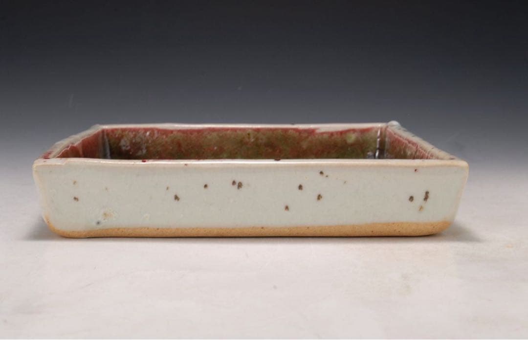 作家物 辰砂角皿 検）河井寛次郎 陶器 陶芸 皿 角皿 民藝 民芸 骨董 壺