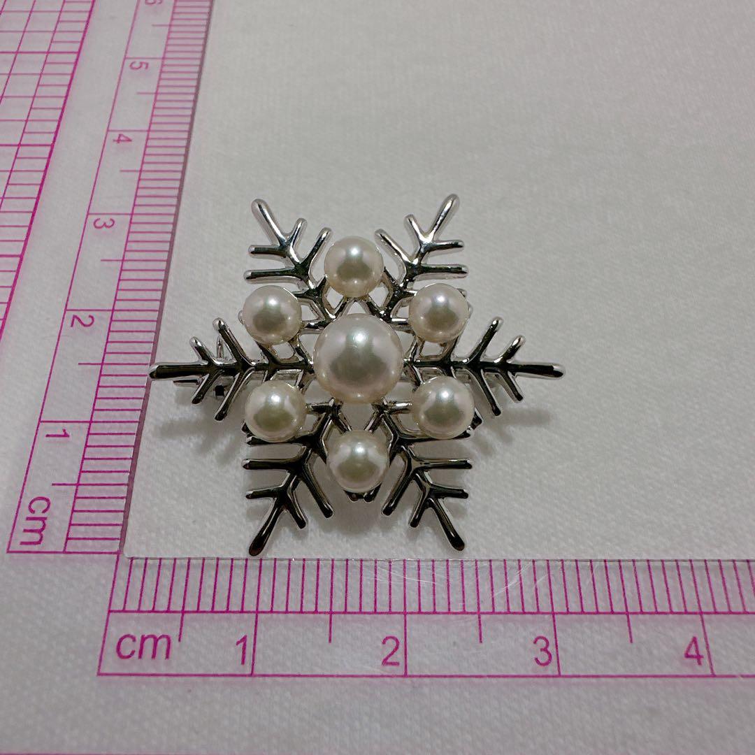 MIKIMOTO ミキモト あこや真珠 雪の結晶 スノークリスタル ブローチ