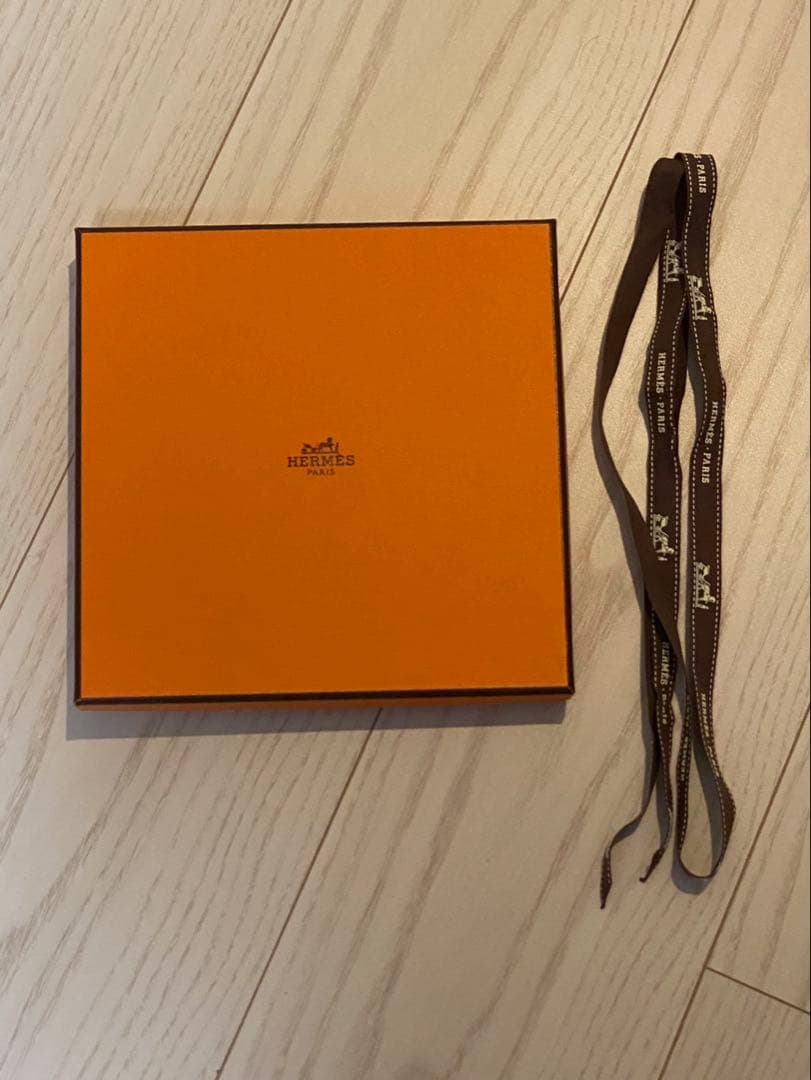 HERMES ネイビー タオルハンカチ ギフトボックス付き