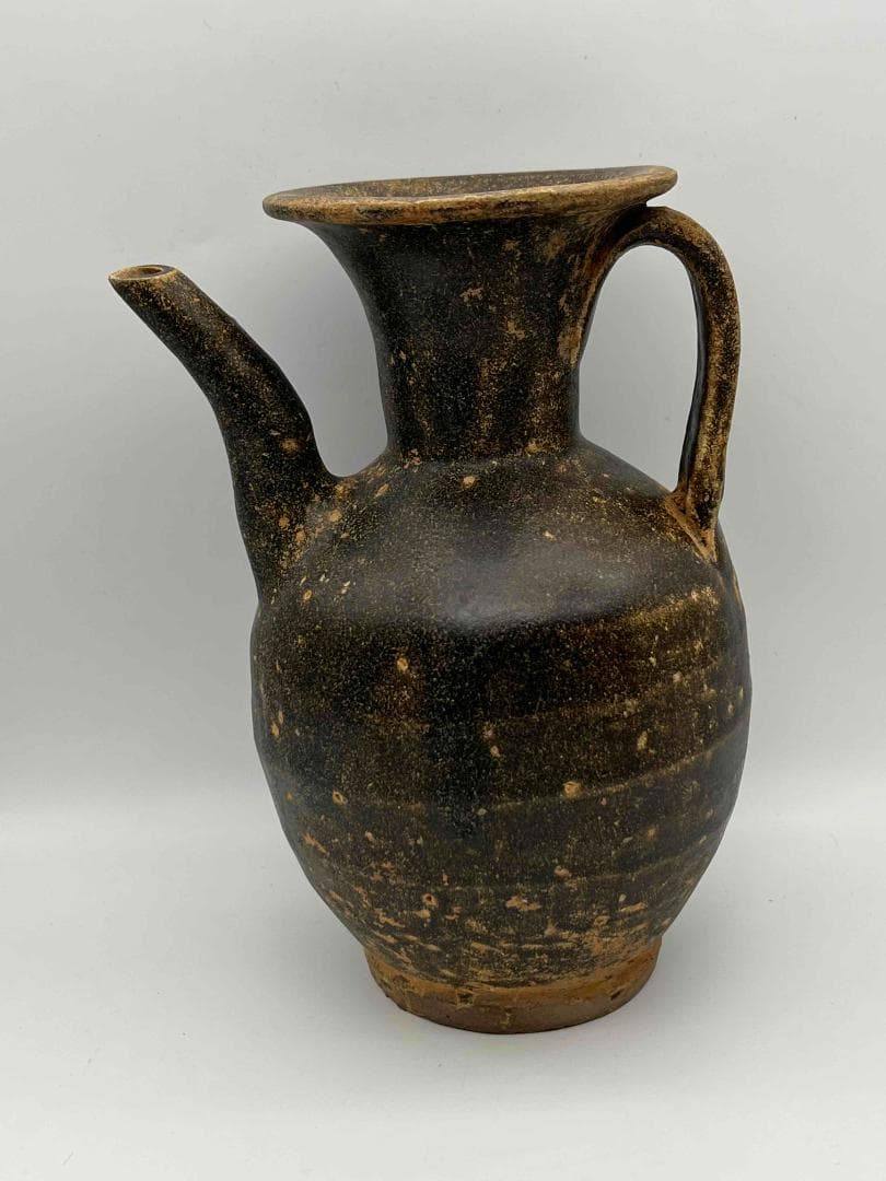 宋 古吉州窯黑釉執壺 水注 水滴　水指　水差し 古賞物　華道　香具(A-61)