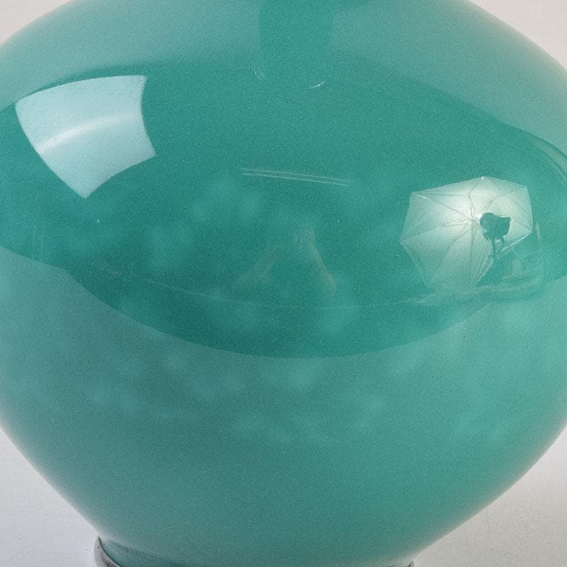 七宝焼　安藤七宝店　緑釉　花文　花瓶　合わせ箱　C　R9385H