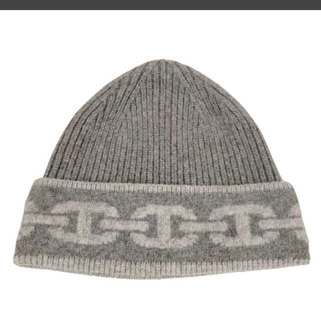 HERMES シェーヌダンクル　カシミア　ニットキャップ　M グレー