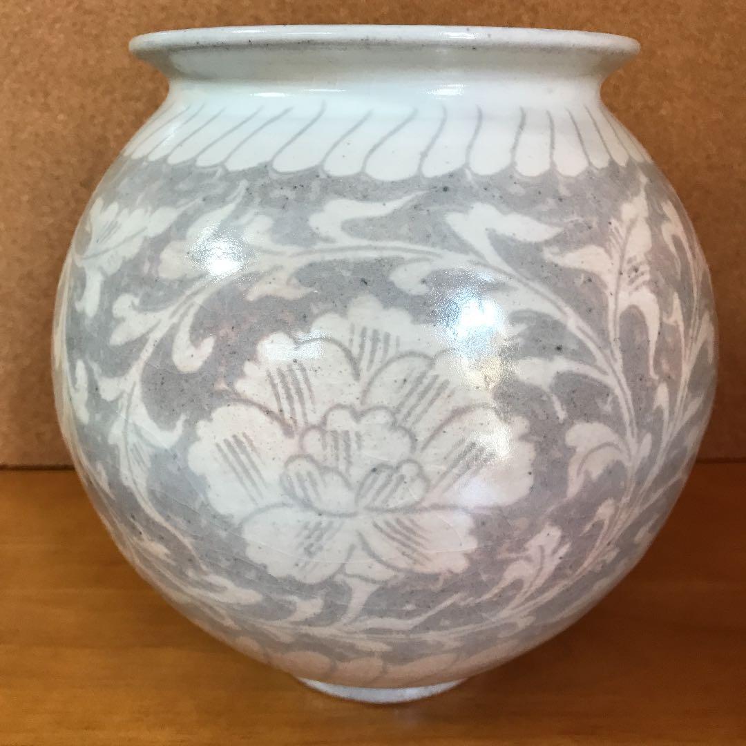 岐阜県重要無形文化財 加藤幸兵衛　掻落 花瓶 TG10