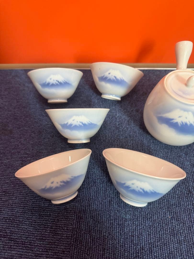 1836 深川製磁　富士山文　茶器セット　急須1客　湯呑5客