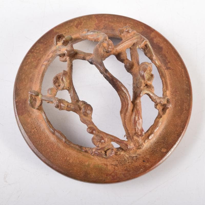 高岡銅器　三好三治造　蝋型鋳銅　花草文香炉　共布共箱　V　6971