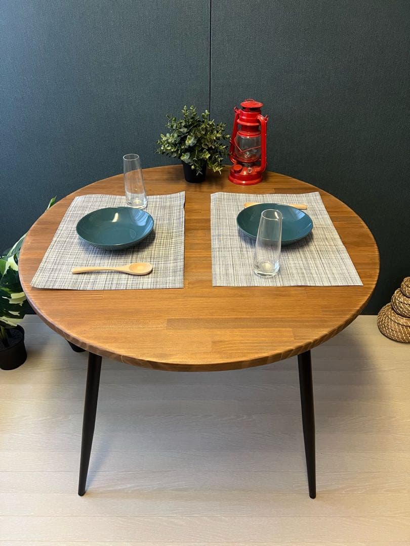 【オーダー】 テーブル 正方形 80cm パイン ウォルナット調 ボルト連結脚