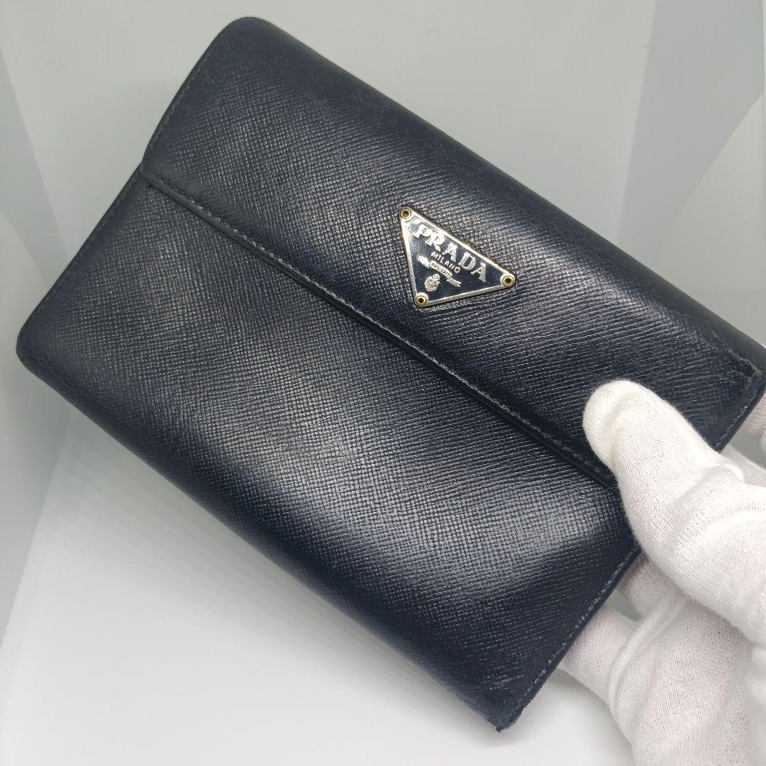 プラダ三つ折り財布 PRADA折財布ブラック