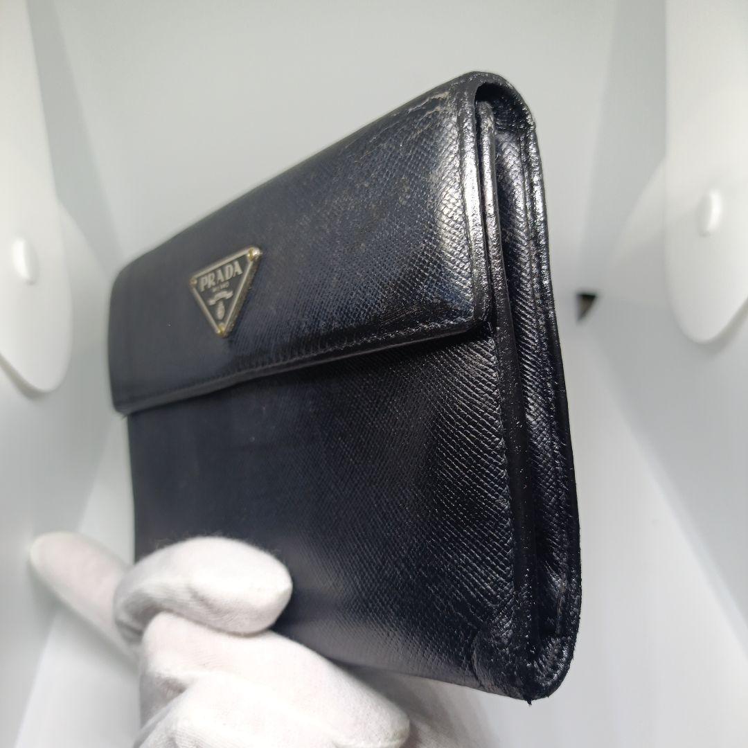 プラダ三つ折り財布 PRADA折財布ブラック