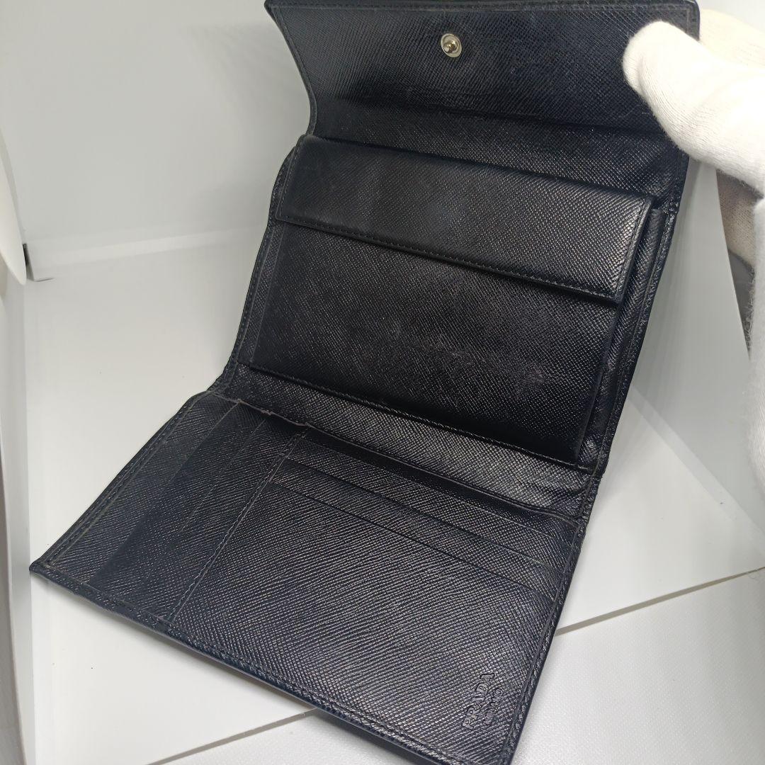 プラダ三つ折り財布 PRADA折財布ブラック