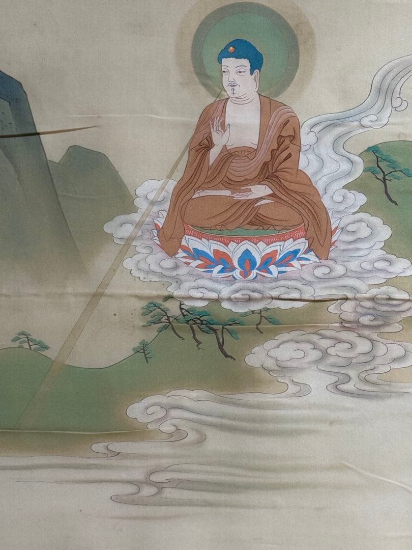 弘法大師　絹本肉筆　仏画　仏教美術　掛軸　送料込み251029